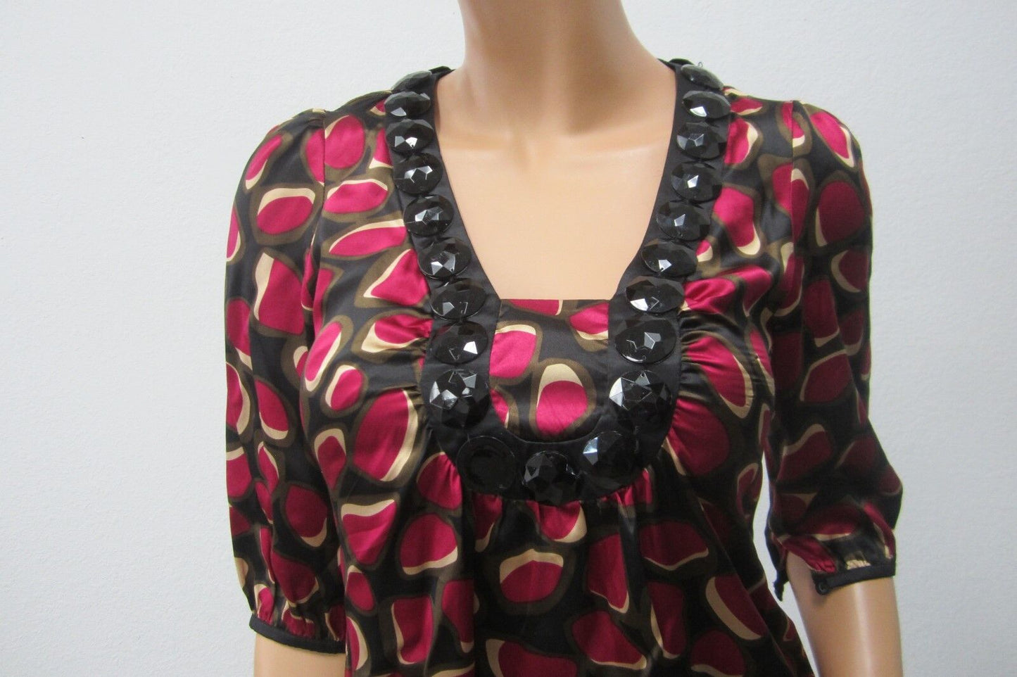 NWT ECI NY Multicolored Silk Tank Top Blouse Beaded Embellished Front Sz PP