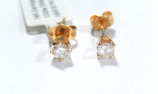 *NEW*   14K Yellow Gold  1/3ct (SI-1 / F-G Color) Round Diamond Stud Earrings