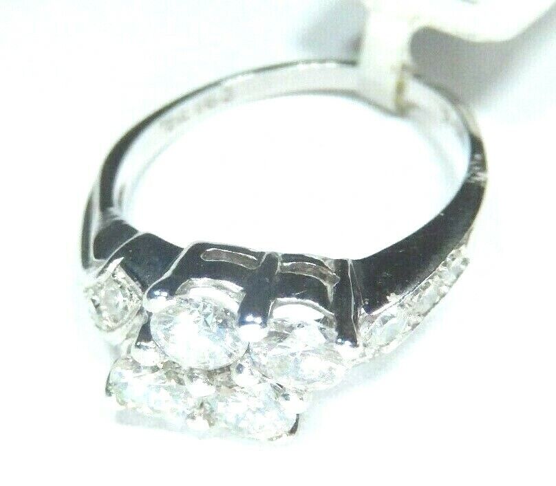 *VINTAGE* 14K White Gold 1.25CT ROUND CUT Natural VS Diamond Engagement Ring 6.5