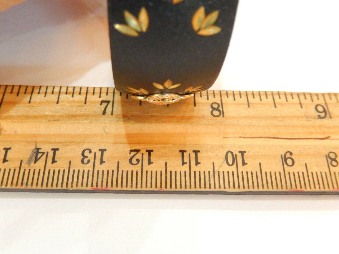 *NEW* 14K Solid  Tri-Color Gold Accents Black Textured Metal Bangle Bracelet