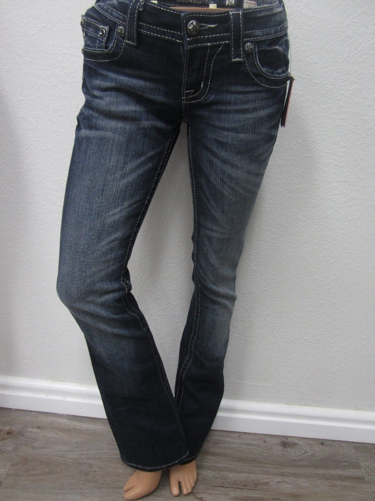 NWT Miss Me womens jeans JP4656B12 "Beaded Beauty" Boot Cut Med Blue Size 26x33