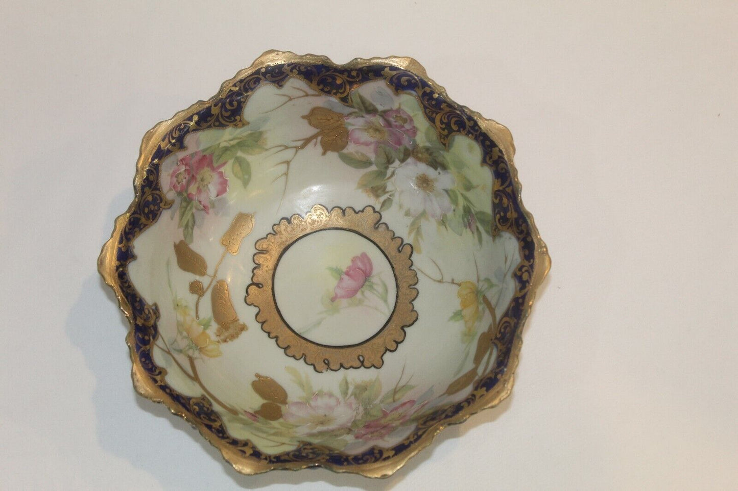 Nagoya SNB Nippon Hand Painted Porcelain Footed Bowl  Gold Painted "STUNNING"