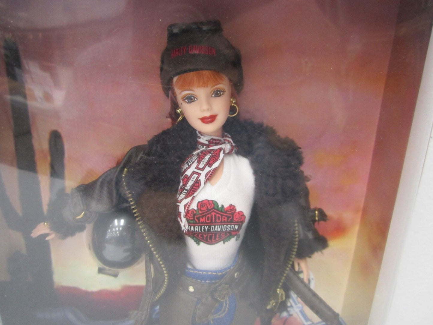 Harley Davidson Motorcycle Red Head Barbie Doll w/ Leather Jacket & Chaps 20441