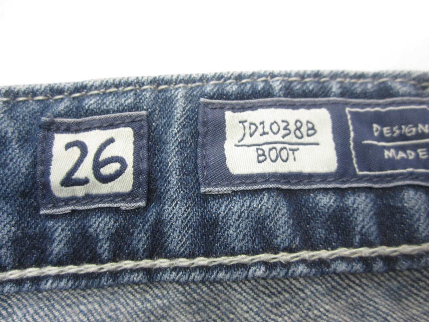 VERY NICE Miss Me JD1038B Low Rise Stretch Boot Cut Jeans Women's Sz 26 X 34"