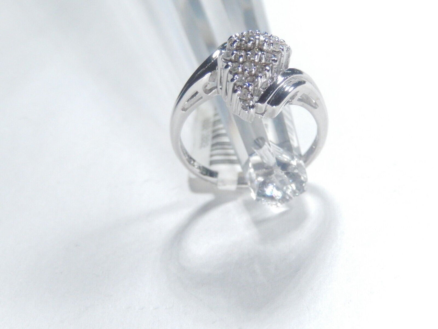 10k White Gold 1/5CT Natural Round Diamond Ladies Ring Sz 6.25