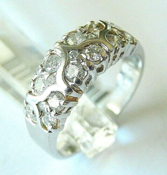 1.00 Ct Natural VS Diamond  Band 1 CT TW VS Round 14K White Gold Size 6.5
