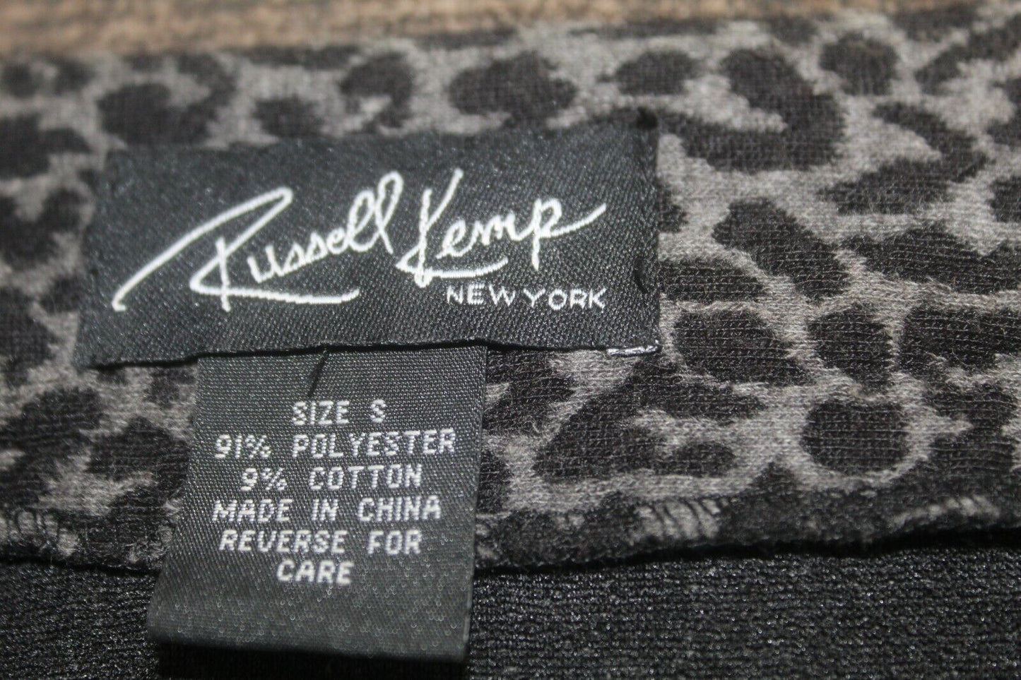 Russell Kemp New York  Size S Animal Print Open Jacket Black Collar Trim