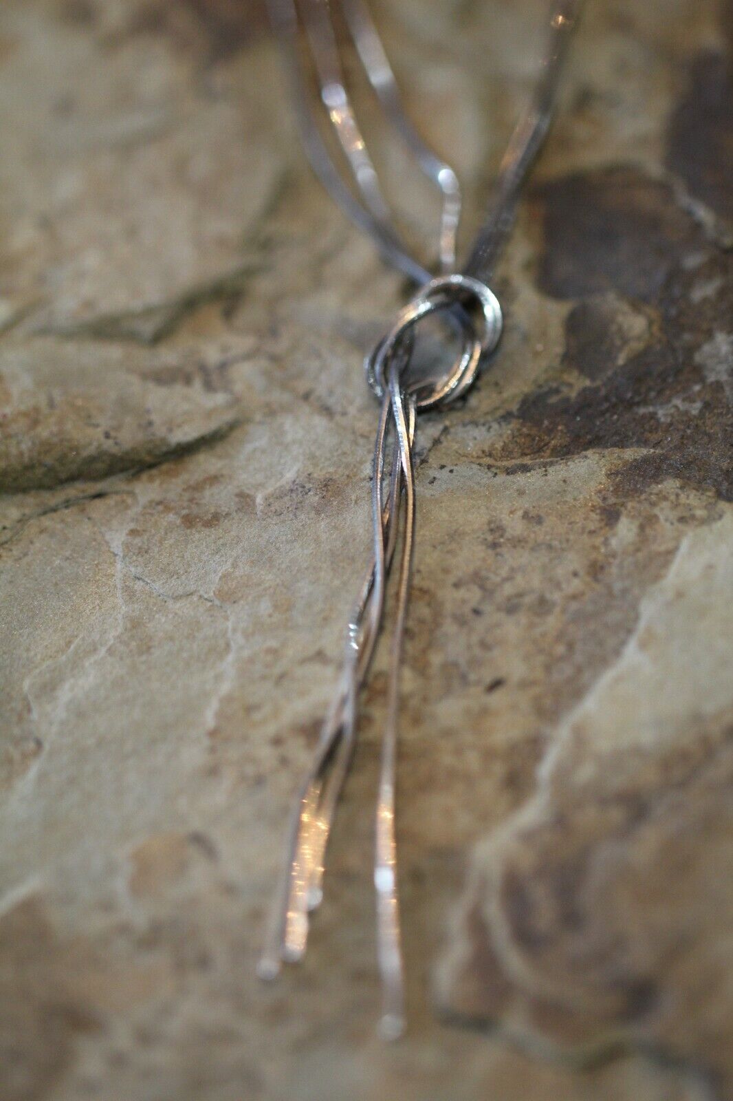 *VINTAGE*  Sterling Silver Three Strand  Infinity Necklace 16" With 3" Drop