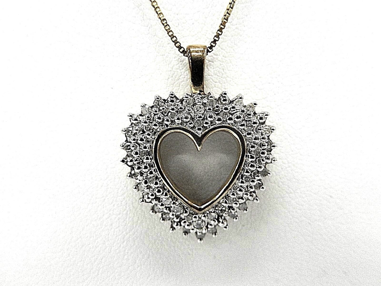 LADIES SOLID 10K YELLOW GOLD 1/3ct NATURAL DIAMOND HEART LOVE PENDANT