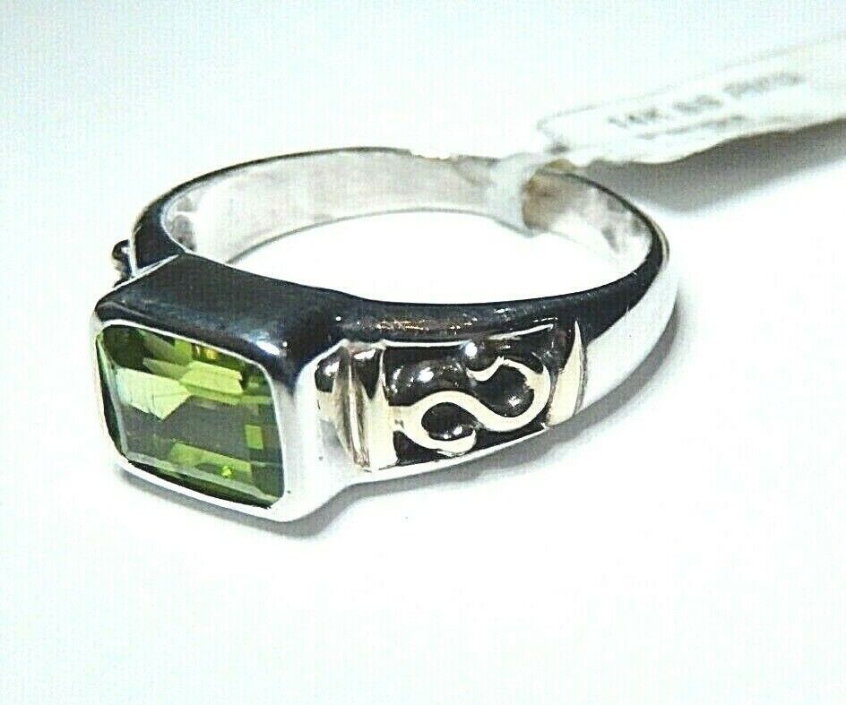 *VINTAGE* Sterling Silver & 14kt Yellow Gold 2.5CT Peridot Ladies Ring Size 9.5