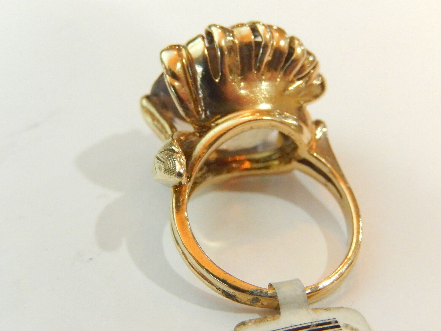 *VINTAGE* Ladies 10k Yellow Gold 10CT 15.82mm Round Smokey Quartz Ring Size 4