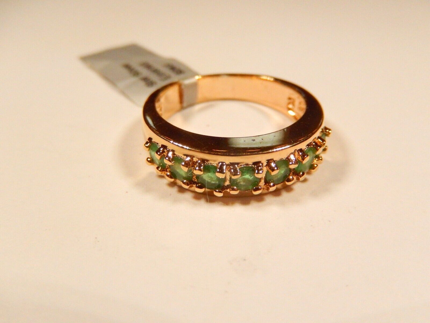 18k Gold Vermeil over .925 Sterling Silver .75CT Natural Emerald Ring Sz 7.25