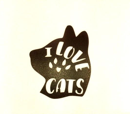 "I LOVE PAW CATS" 14 gauge thick Powder Coated Copper Tone Metal Wall Art