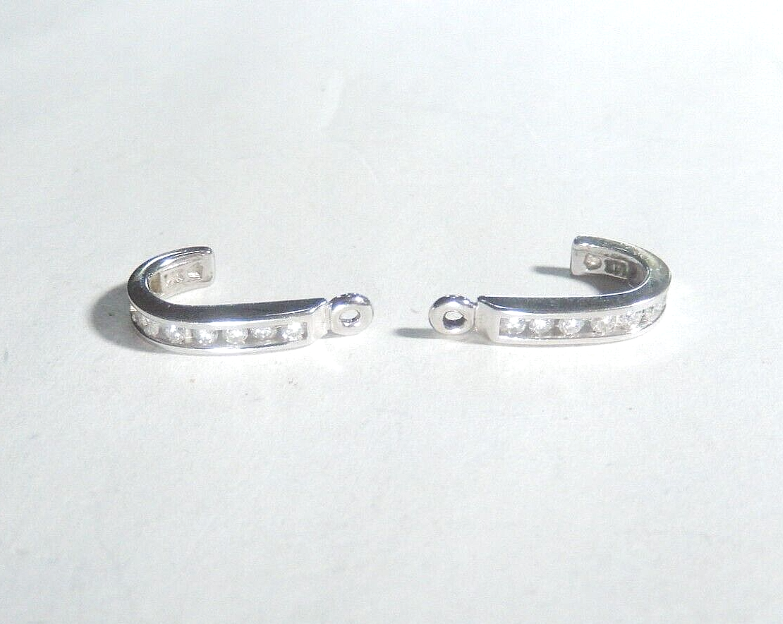 *VINTAGE* 14K White Gold .40CT Natural VS Diamond J-Hoop Earring Jackets