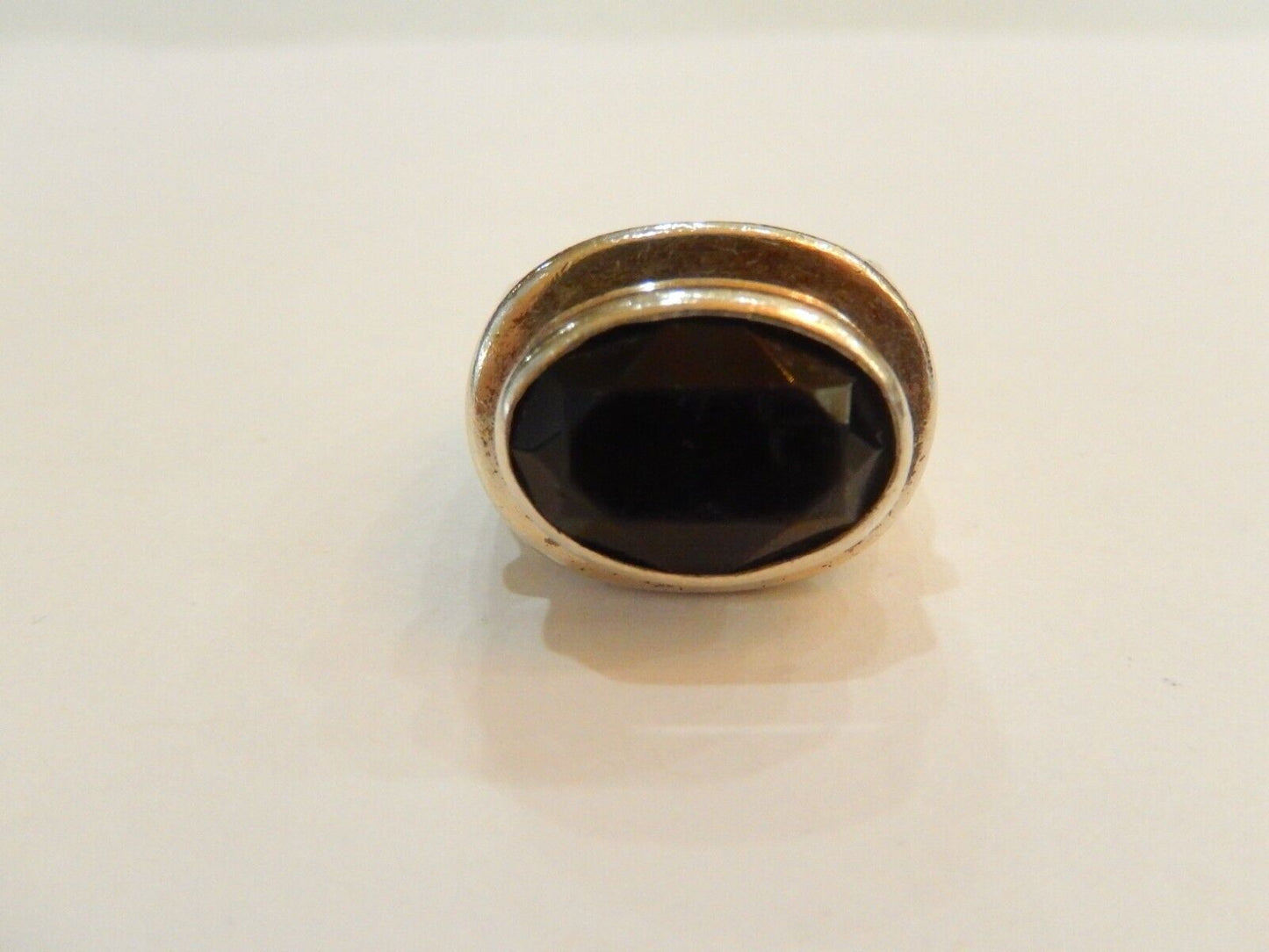 *VINTAGE*  SIGNED SOUTHWEST BLACK ONYX  STERLING SILVER RING Size 6.5