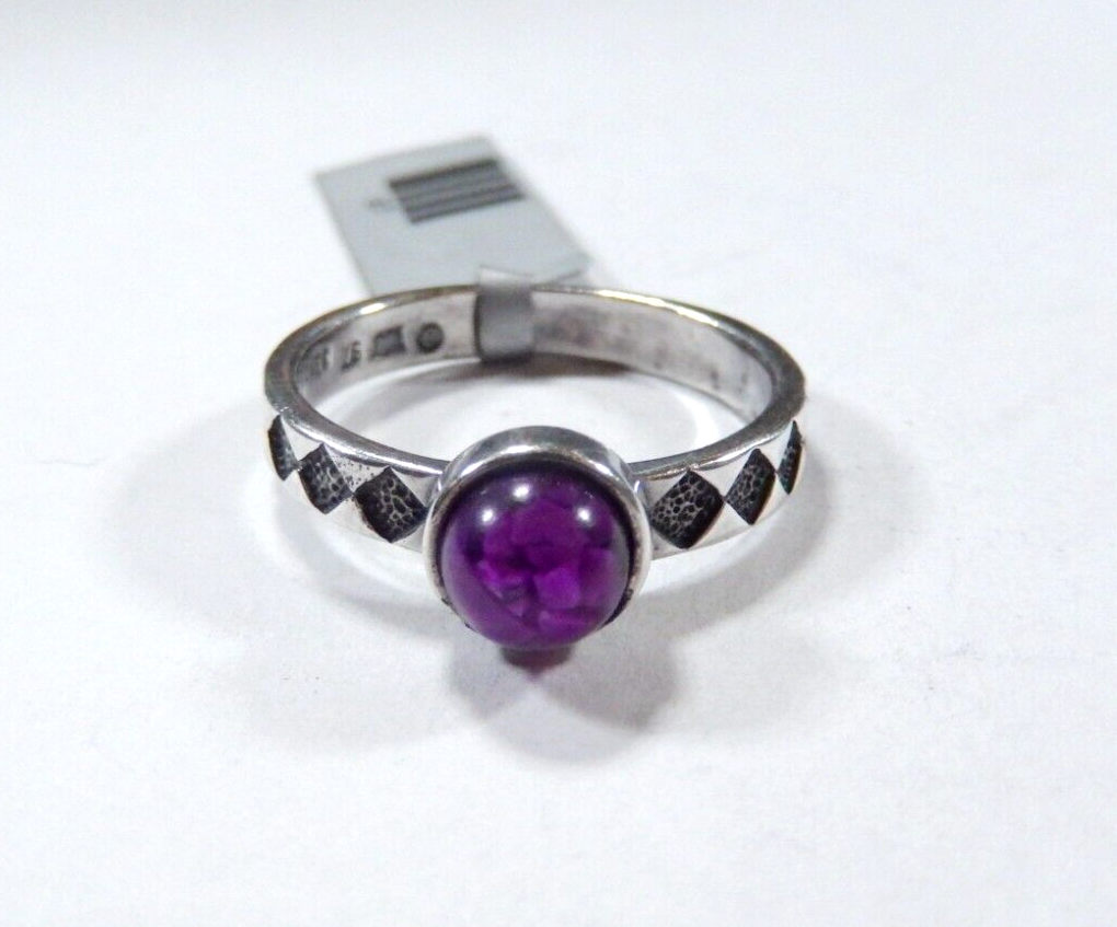 *VINTAGE*  Southwest Sterling Silver 925 Purple Cabochon Ring Size 9