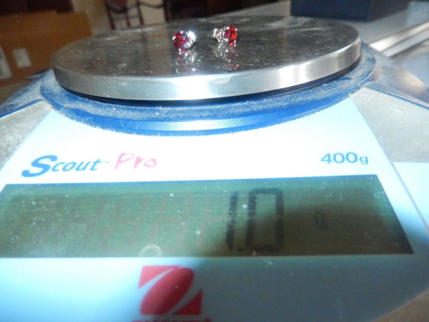 14K White Gold Basket Setting 6mm 1.50CT TW Garnet Ear Studs