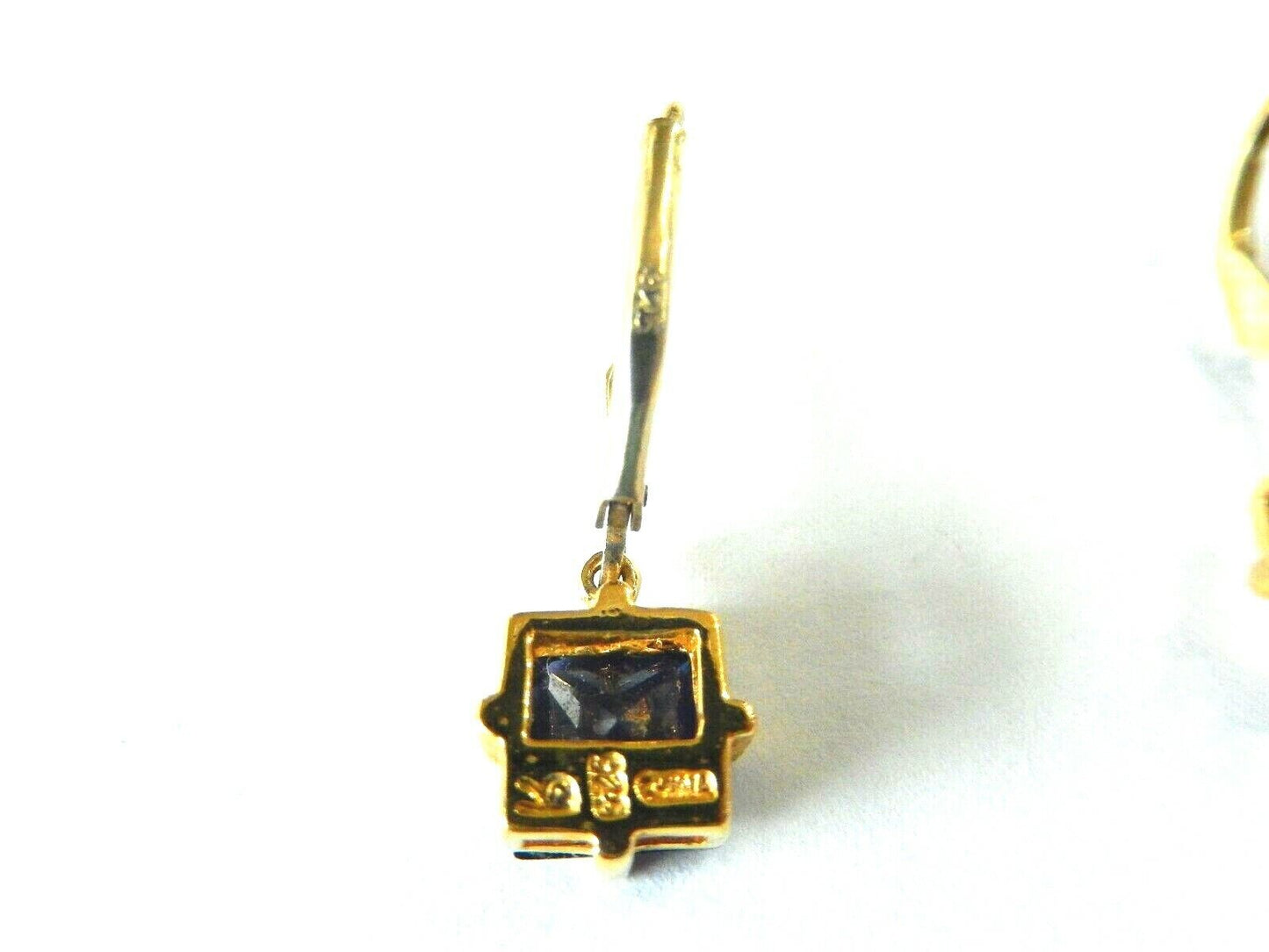 *VINTAGE* VERMEIL 14K GOLD OVER STER SILVER HANDCRAFTED 3.5CT  SAPPHIRE EARRINGS