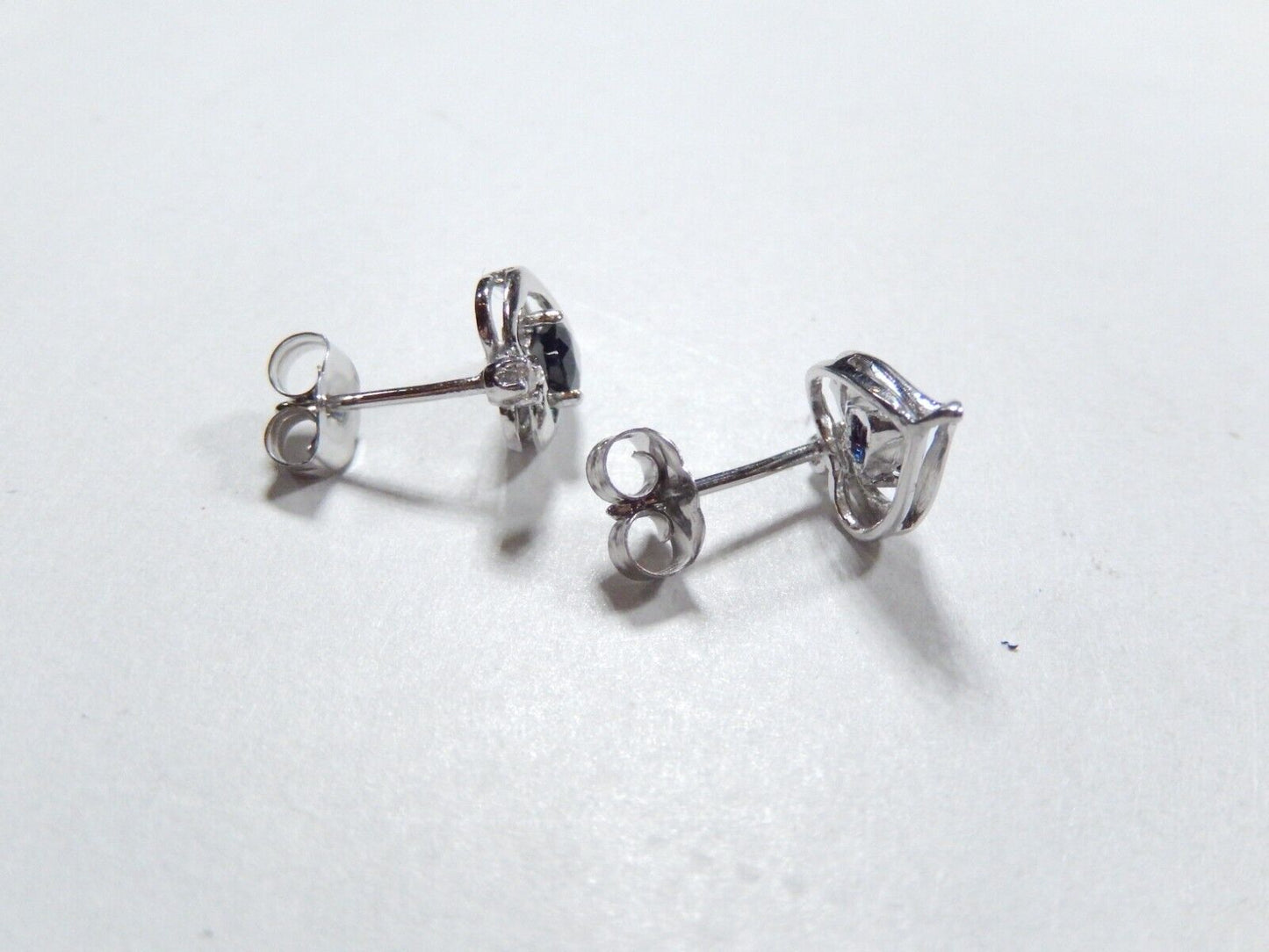 14K White Gold Sapphire & Diamond Stud Earrings