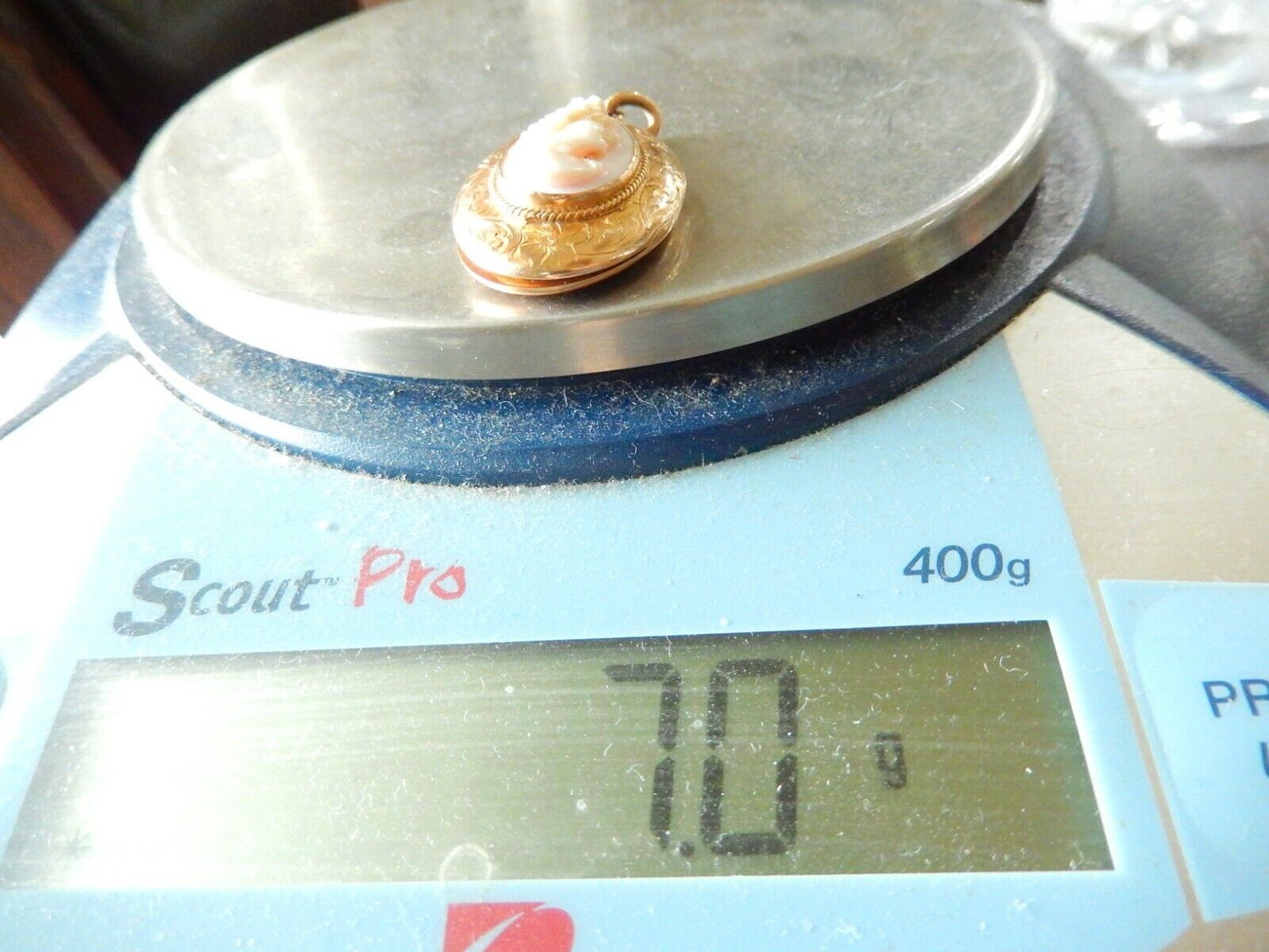 1800's 14k Yellow Gold Antique Cameo Shell With Double Picture Locket / Pendant