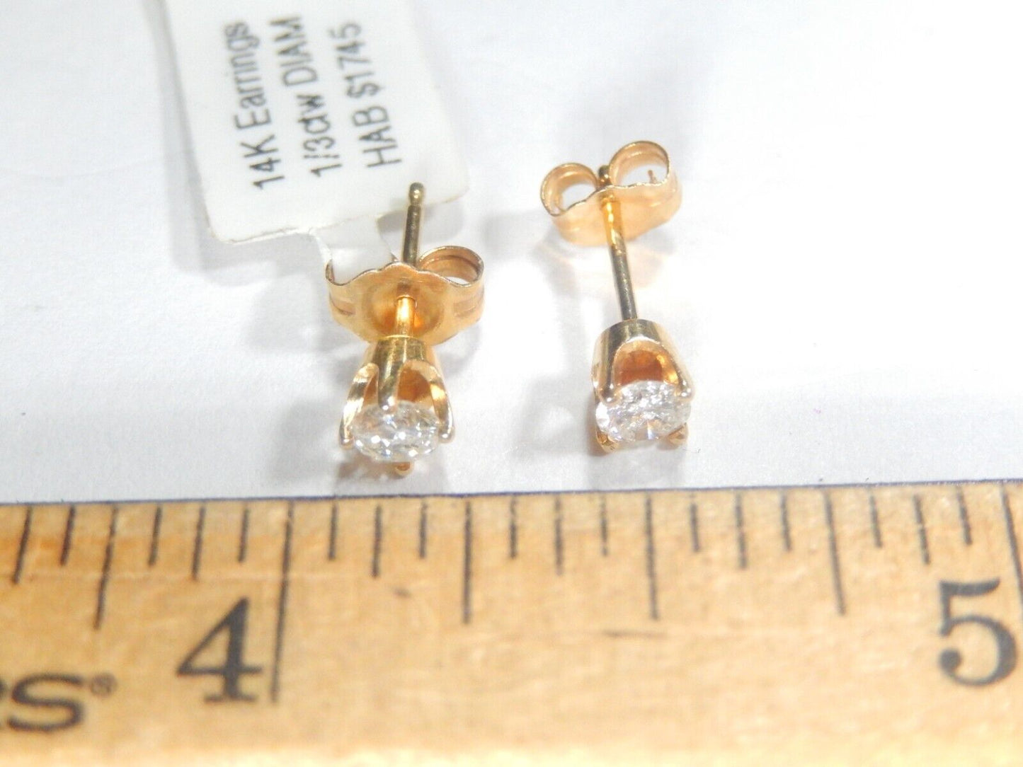 *NEW*   14K Yellow Gold  1/3ct (SI-1 / F-G Color) Round Diamond Stud Earrings