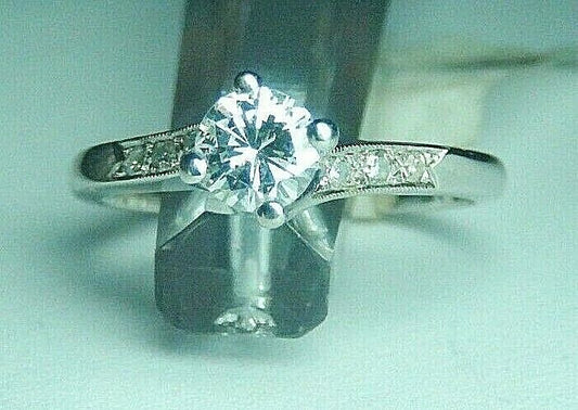 14K White Gold 1/2CT Natural SI-1 Diamond Solitaire Engagement Wedding Ring 6.5