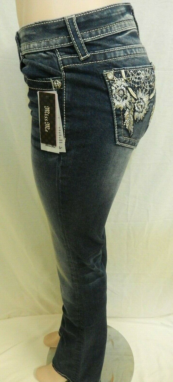 *NWT* Miss Me CUTE M3298B Mid-Rise Chloe Boot Cut Jeans Dark Blue Size W26 x L34