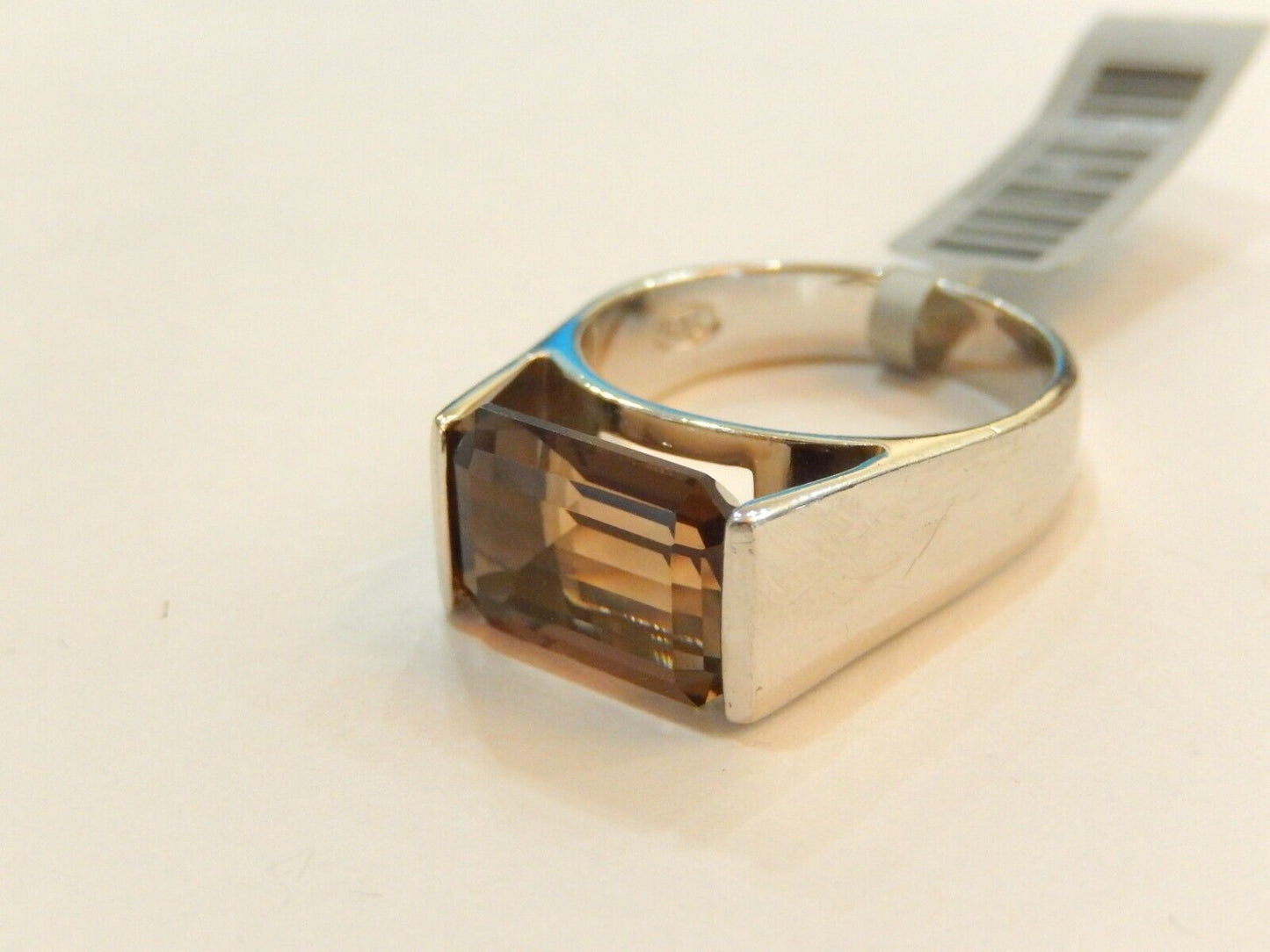 SETA DESIGNER SILVER 925  REAL 6.00 CT Smoky Quartz STATEMENT RING Size 10.25