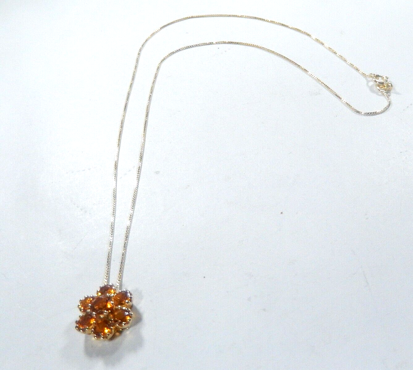 *VINTAGE*  14K  Yellow Gold 2.75 CT Flower Cluster Citrine Necklace w/18" Chain