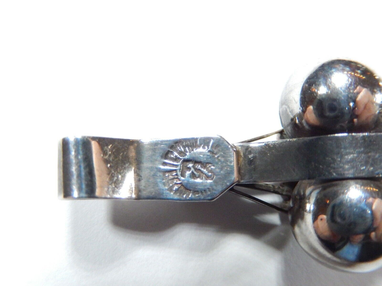 *VINTAGE Mexico FSS Sterling Silver Turquoise Ball Bead Design Link Bracelet 8”