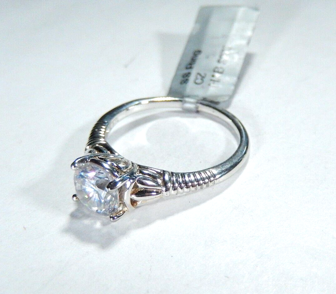 *VINTAGE* Sterling Silver Victorian Art Deco Style 1.25 CT  CZ Wedding Ring sz8