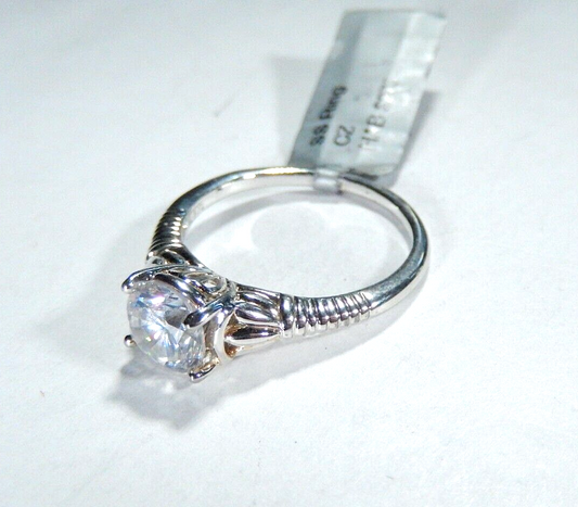 *VINTAGE* Sterling Silver Victorian Art Deco Style 1.25 CT  CZ Wedding Ring sz8