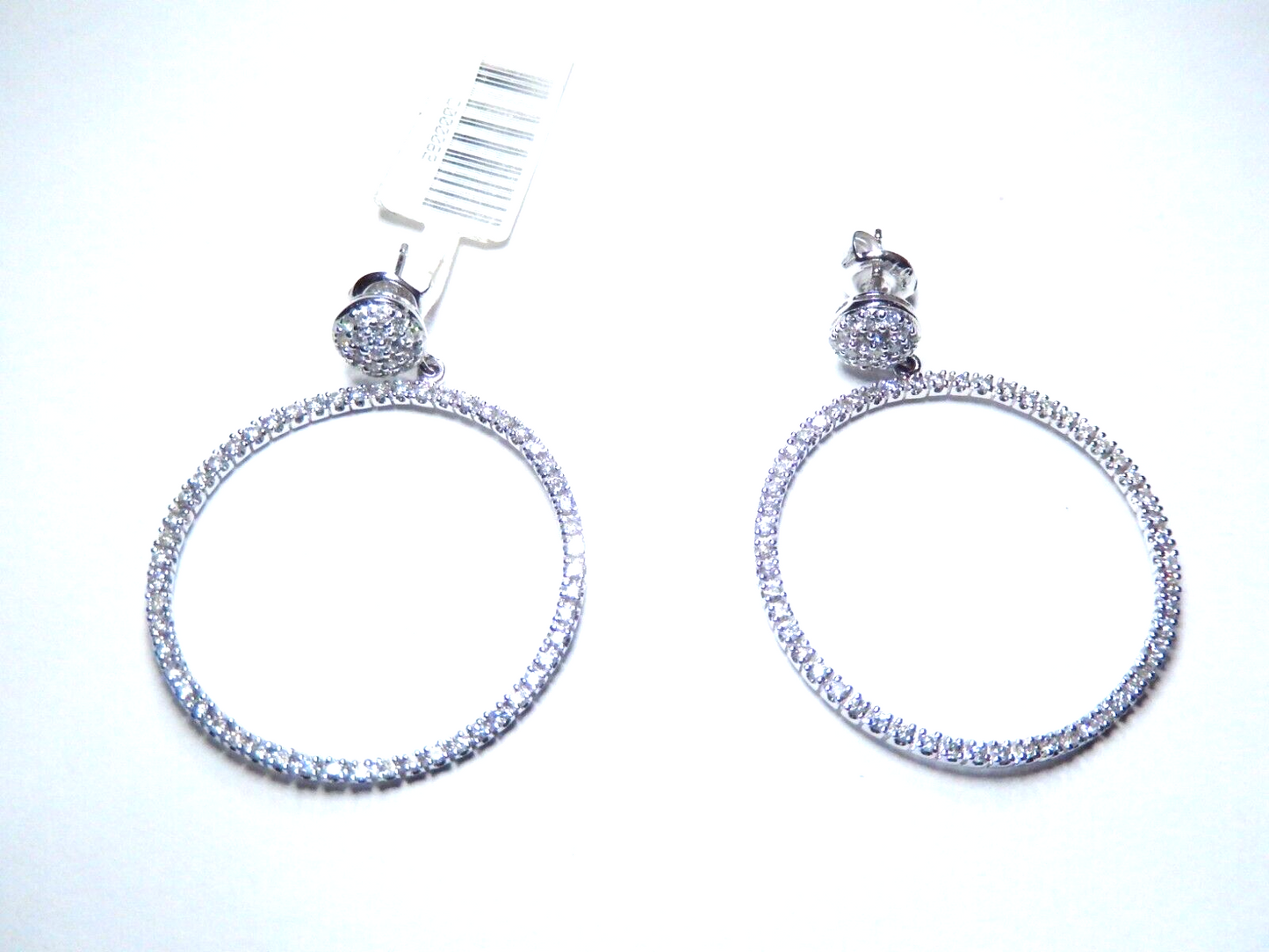 *NWT* 14K White Gold LARGE 32mm 1.50Ct Round 150 VS NaturalDiamond Hoop Earrings