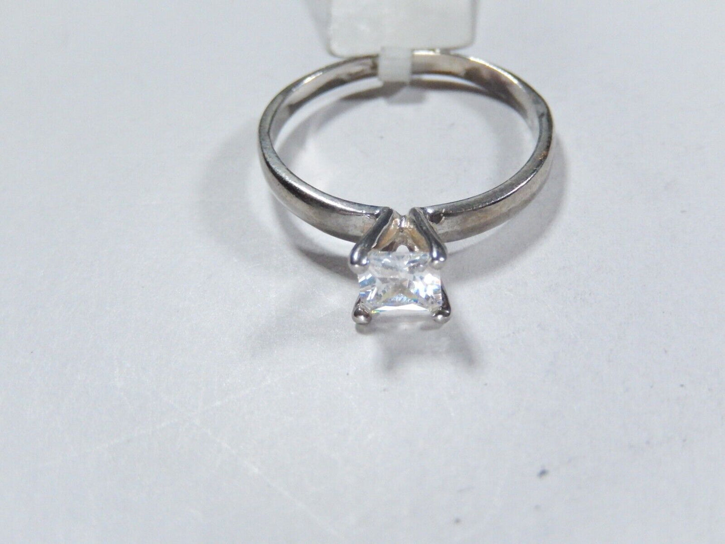 *VINTAGE*  Sterling Silver .50 CT Princess Cut White CZ Solitaire Ring Size 7.75