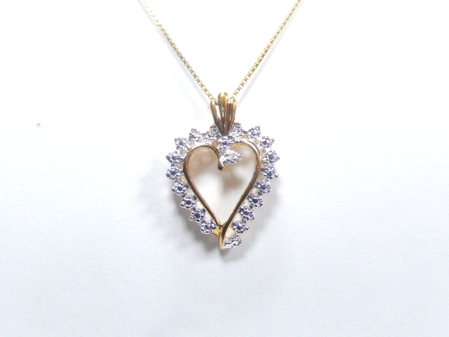 Gold Vermeil Sterling Silver Diamond Heart Pendant w/18" chain