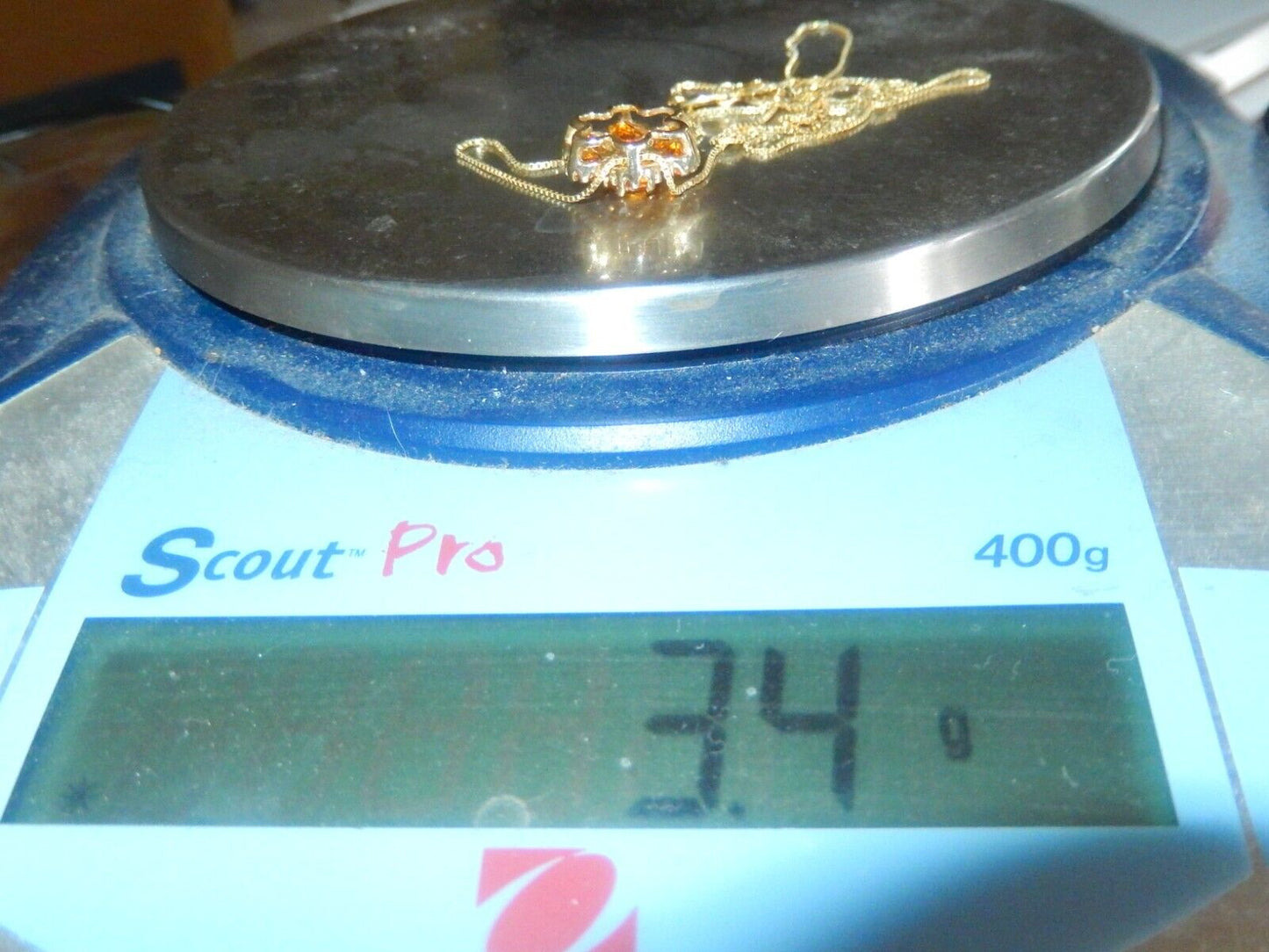 *VINTAGE*  14K  Yellow Gold 2.75 CT Flower Cluster Citrine Necklace w/18" Chain