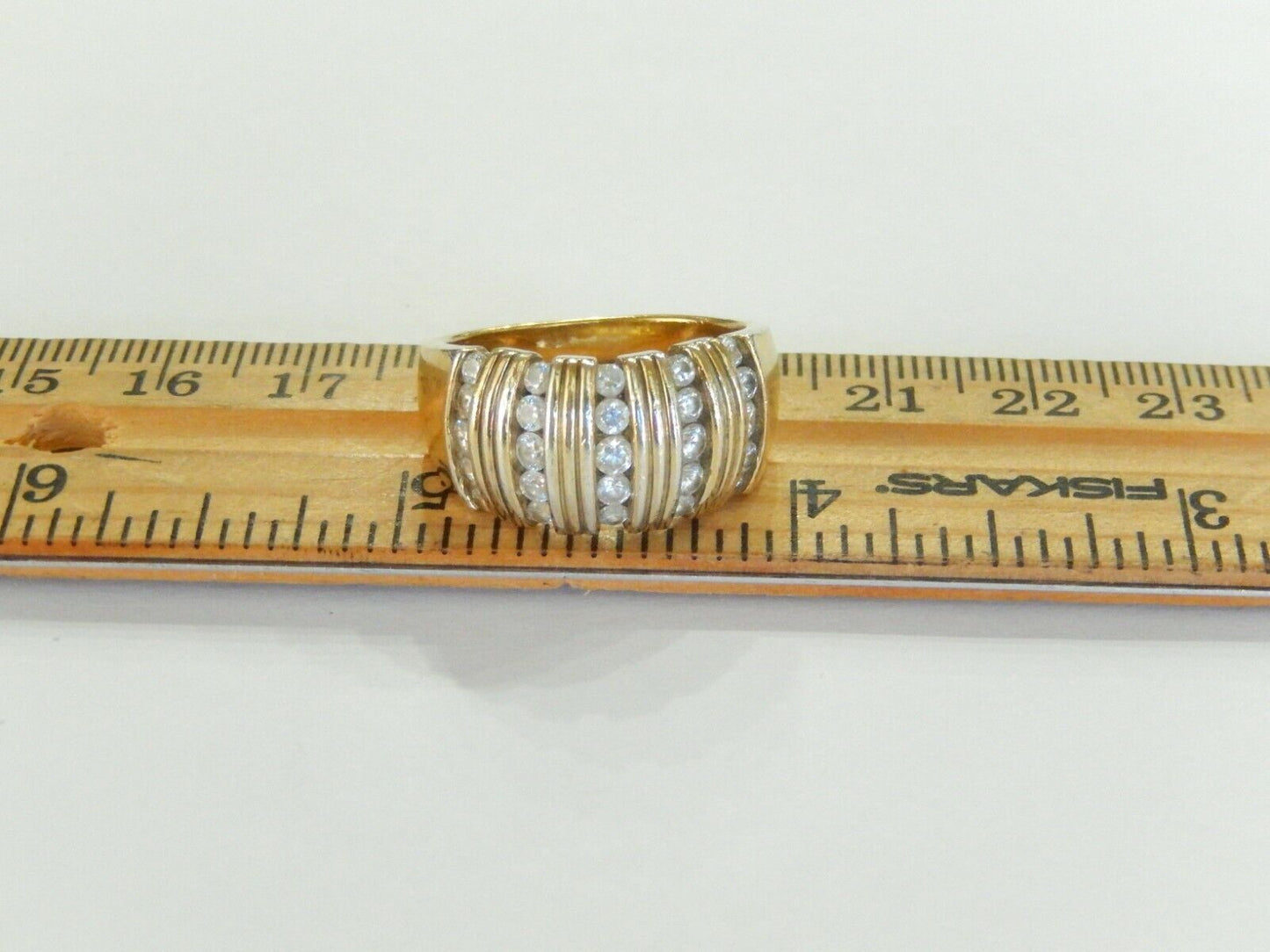 *VINTAGE* 14K Gold Vermeil Sterling CZ Cubic Zirconia Dome Ring Size 9.25