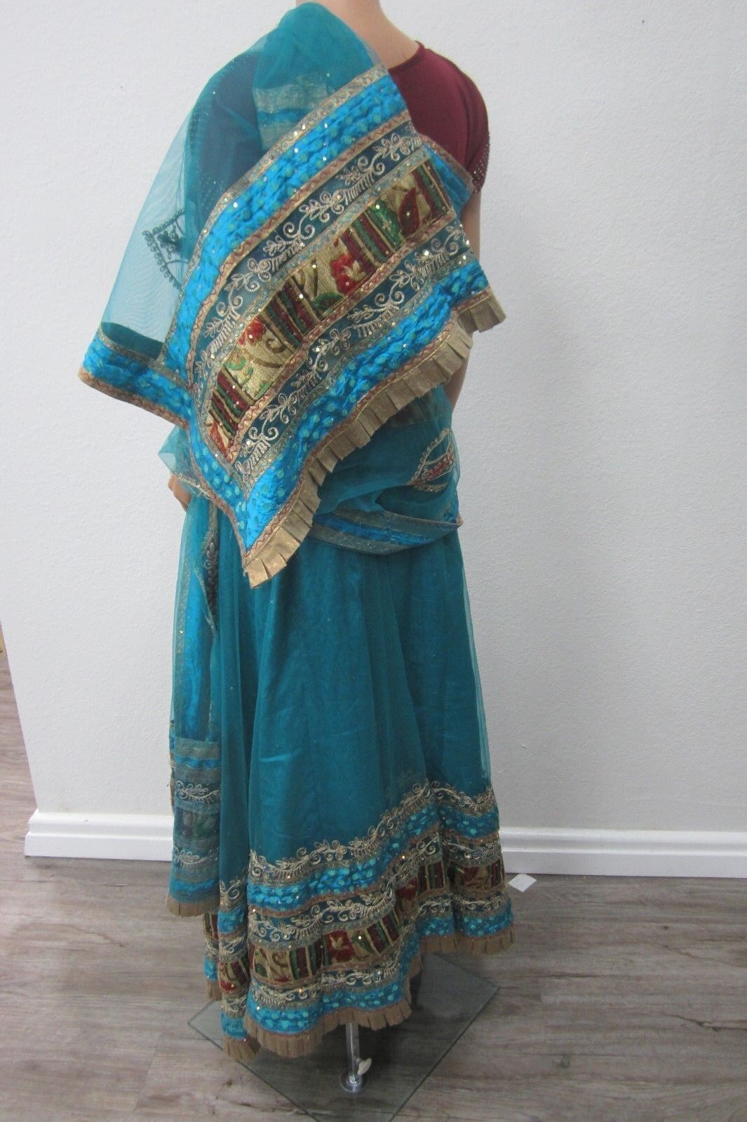 Beautiful Party Evening Skirt Sequin Saree Women Fashion Clothing Wrap Sari