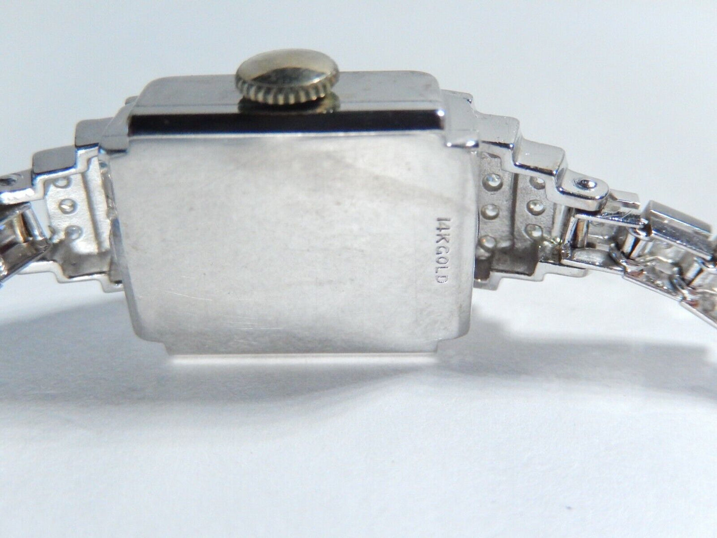 *VINTAGE* ELGIN Ladies 14K White Gold 70 Diamond Wristwatch W/Diamond 14K Band