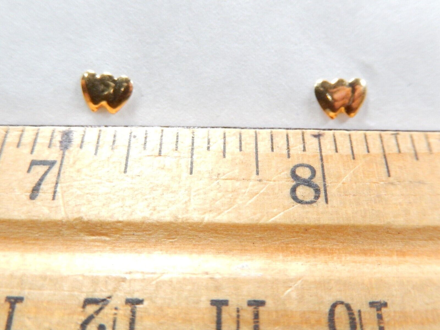 14K Yellow Gold  Double Heart Stud Earrings