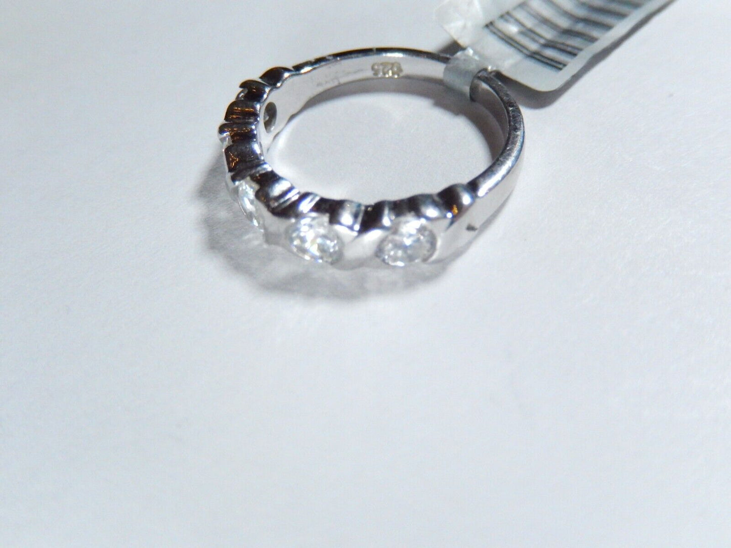 *VINTAGE*  Sterling Silver  HUGS & KISSES  X's & O's 4mm CZ Band Ring Sz 5