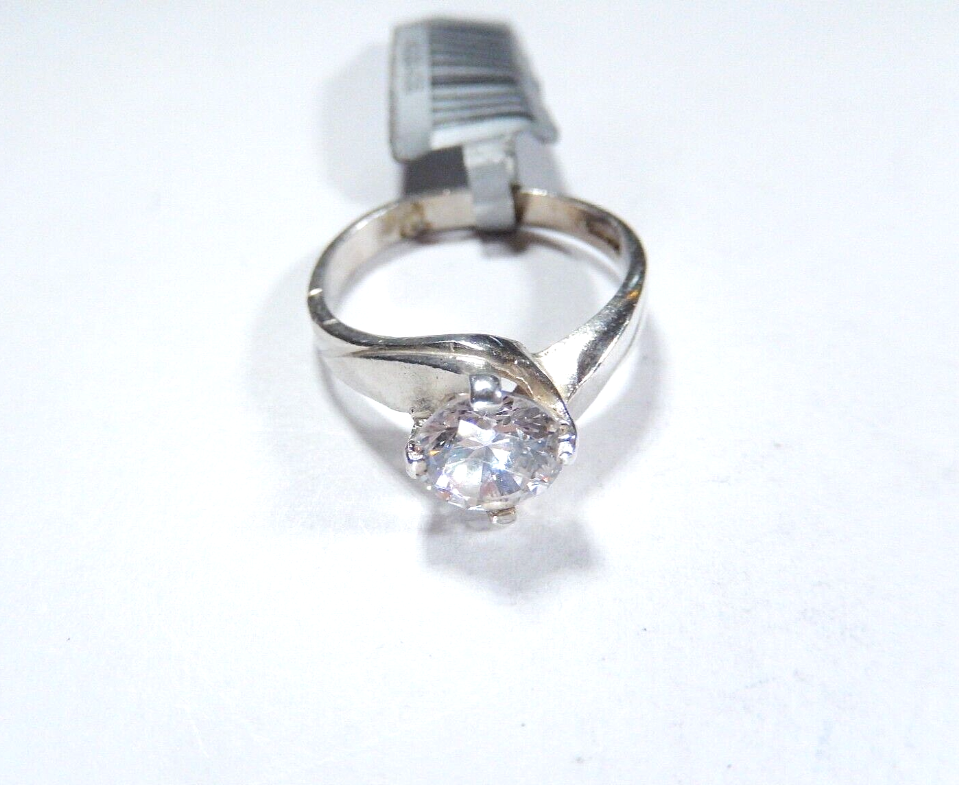 VINTAGE- Sterling Silver 1.00CT Round Cubic Zirconia Bypass Solitaire Ring Sz6.5