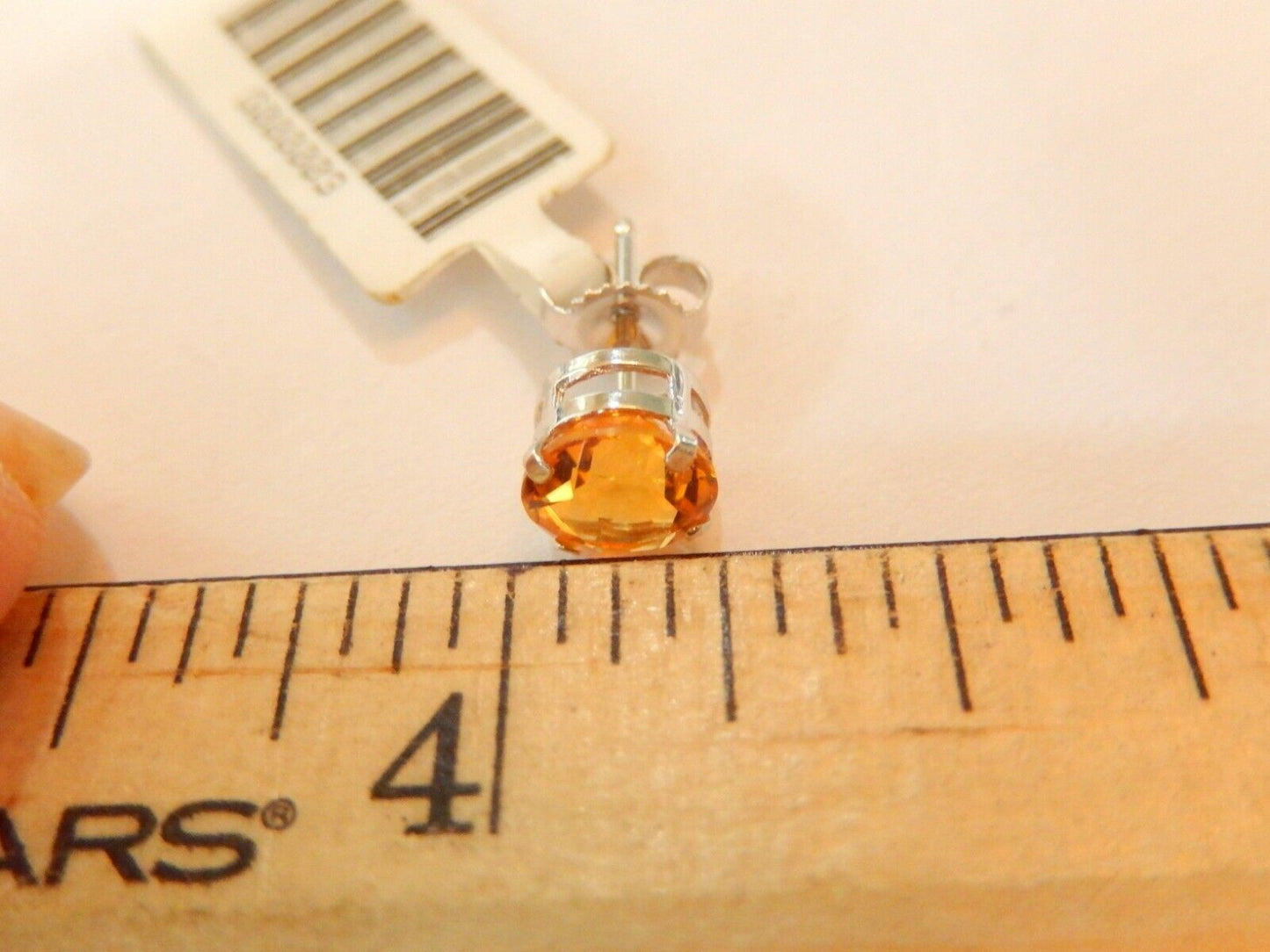 1.5 CTW 14K Solid White Gold 6mm Citrine Basket Style Stud Earrings