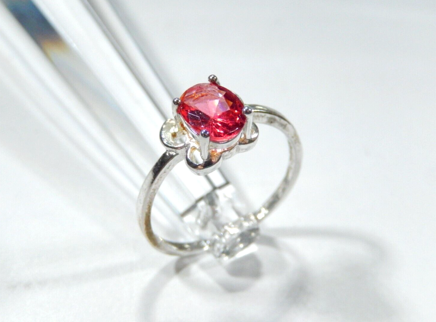 *VINTAGE*  1.00 Carat AAA Oval Red Tourmaline Sterling Solitaire Ring Sz 9