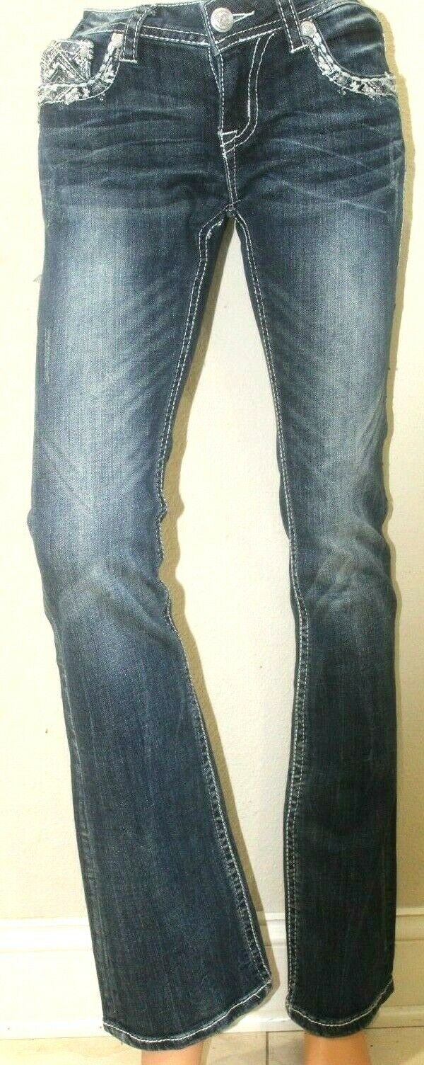 *NWT*  GRACE IN LA Bootcut Jeans 4 Pocket Embroidery  Aztek Pattern Sz W26 x L33