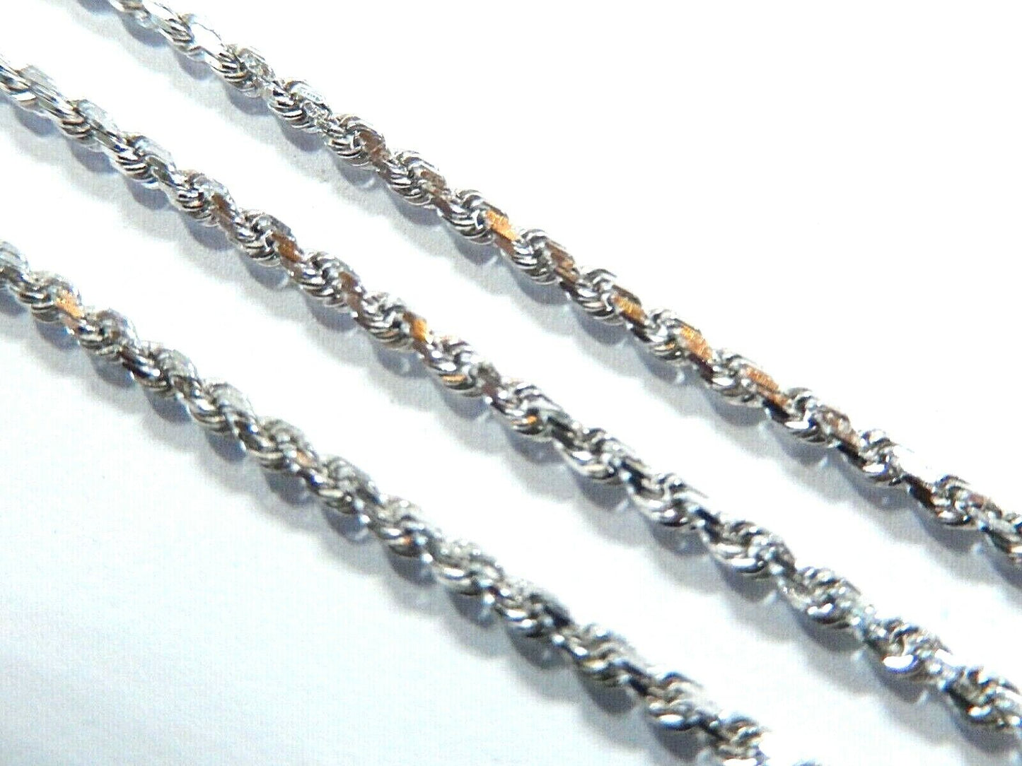 *NEW*  14k Solid White Gold 2mm  Diamond Cut 20" Rope Chain Necklace