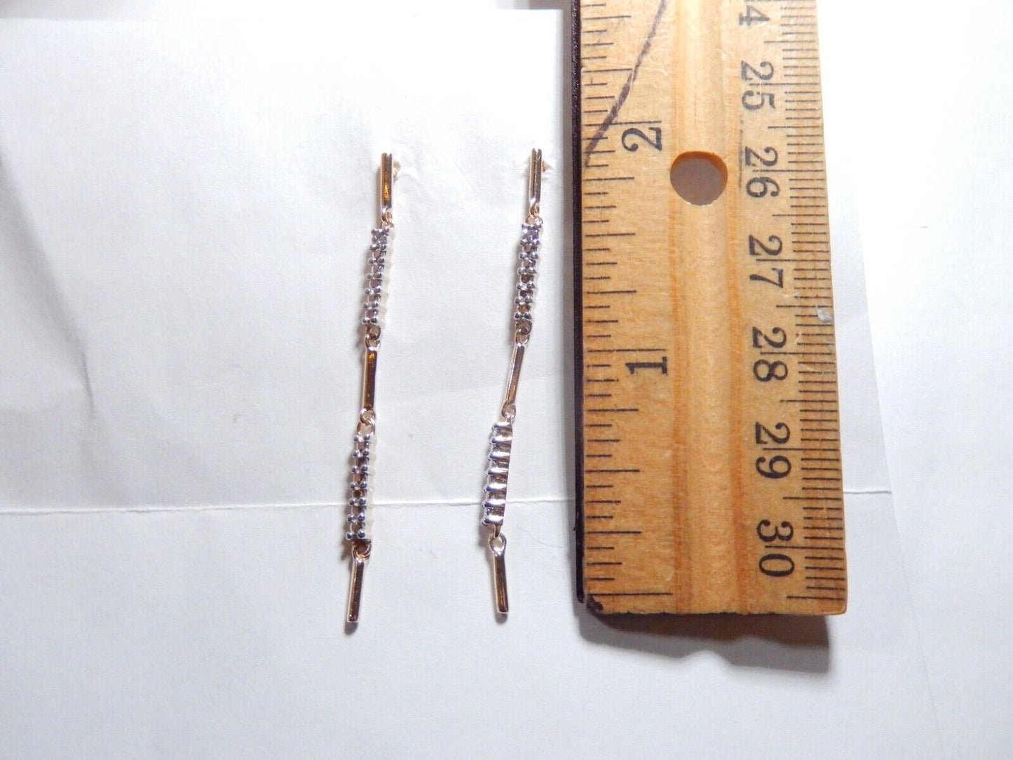 Gold Vermeil .925 Natural Diamond 2" Long Dangle Earrings