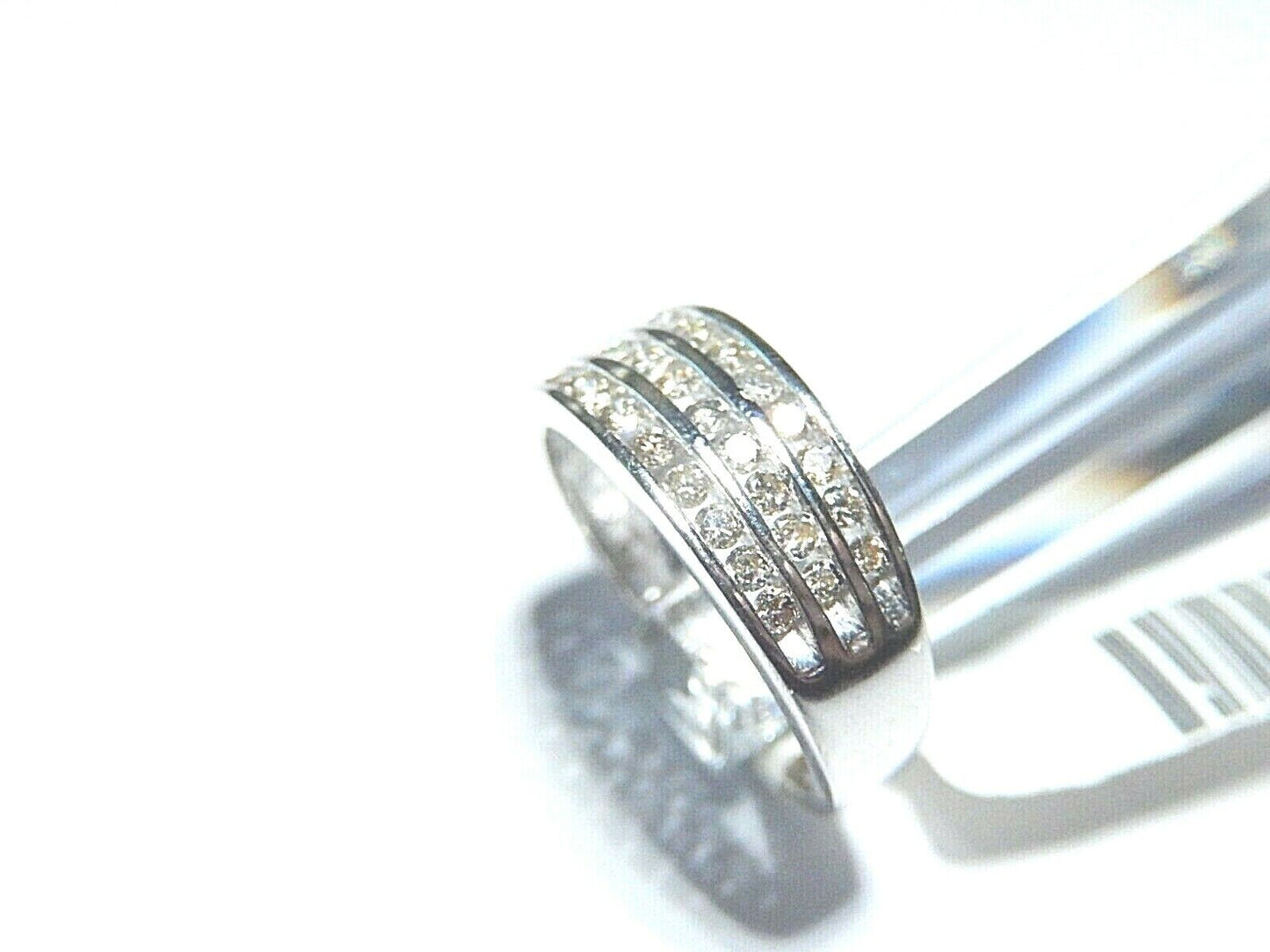 *NWT* VS Diamond Wedding 7mm Band Ring Three Row 14K White Gold 3/4 Carat Sz 6.5