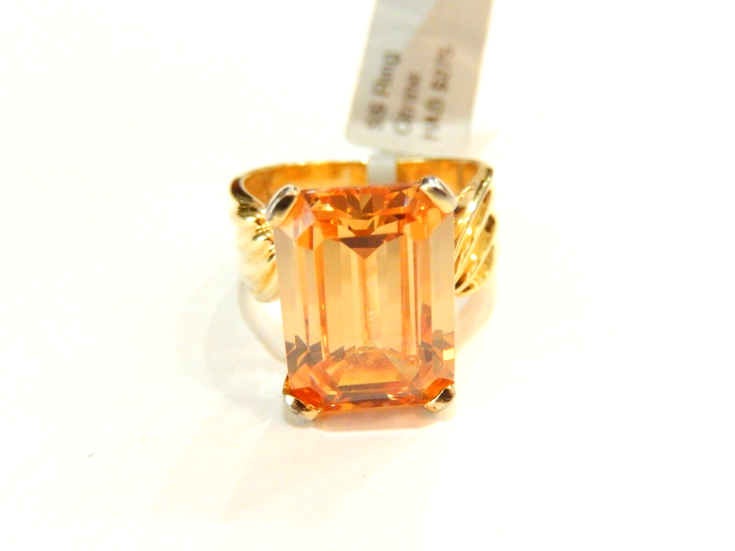 14K Yellow Gold Over Sterling Vermeil 7.0CT Madeira Citrine Ring  Size 6.5
