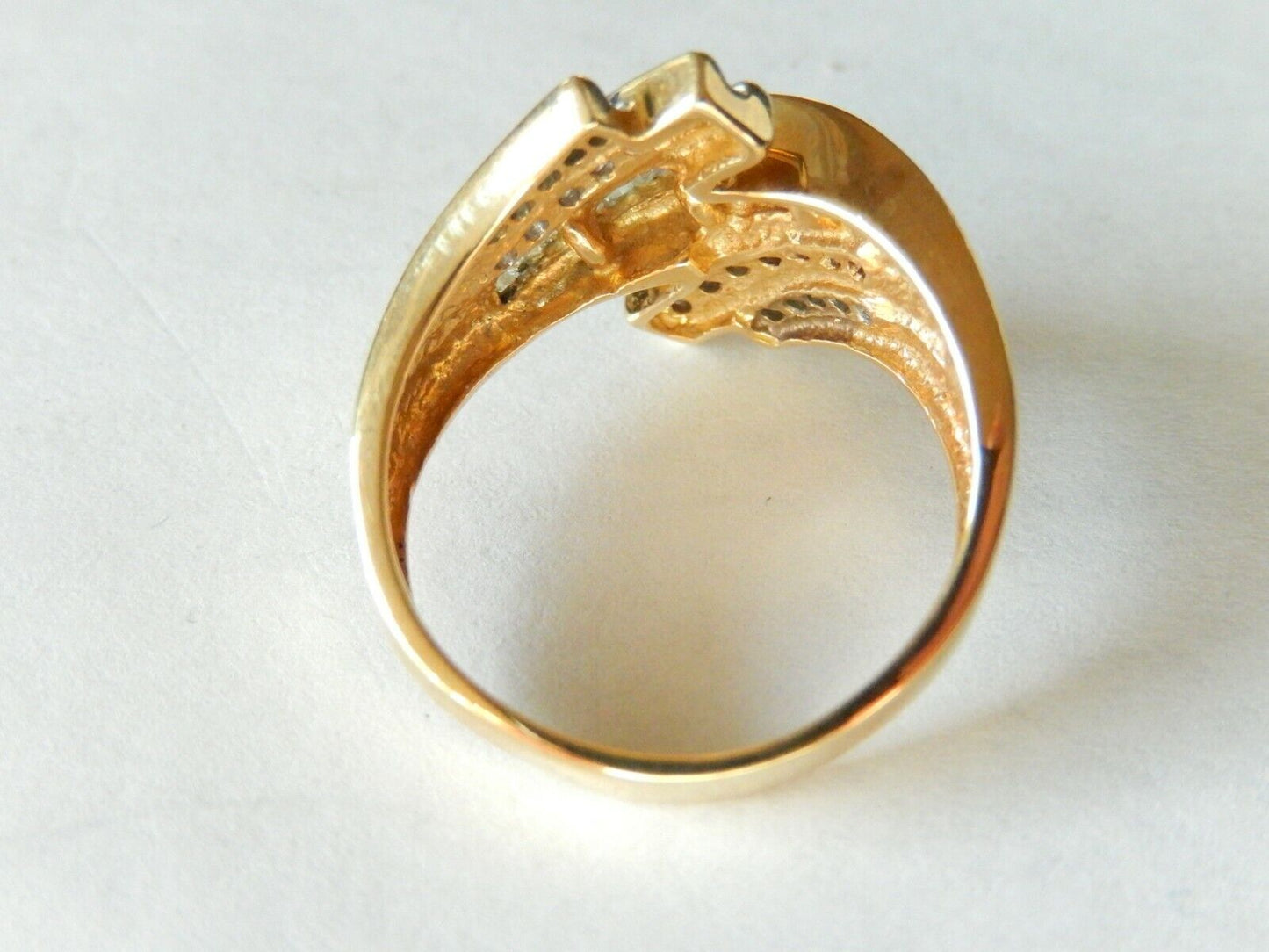 *VINTAGE* Classic Ladies 10K Yellow Gold 3/4CT Diamond Bypass Cocktail Ring 9.5